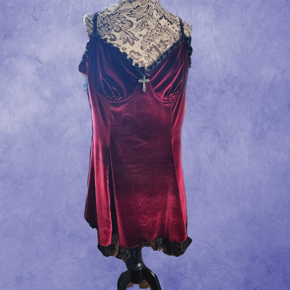Dolls Kill Widow Wine Blind Faith Velvet Dress